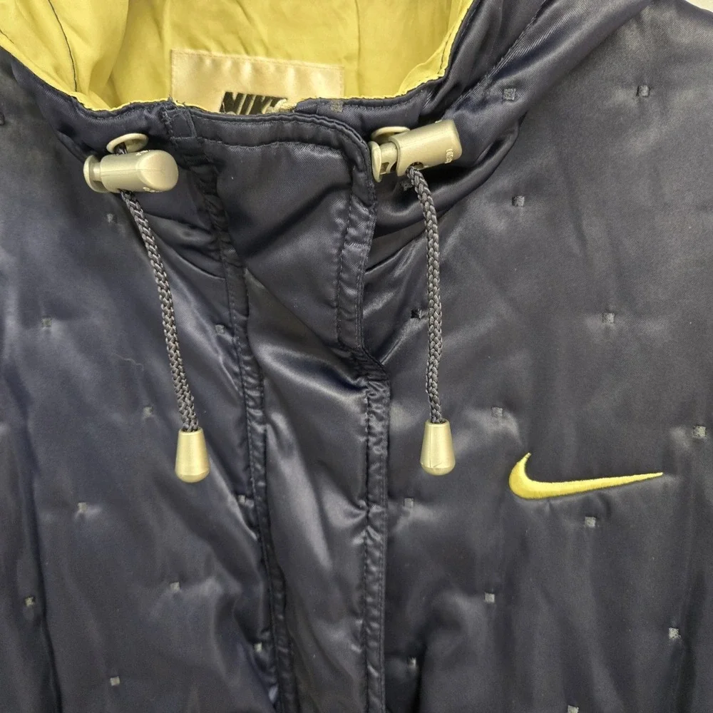 Nike Vtg 90s‎ Quilted Puffer Jacket Big Logo Blue Womens Large Streetwear Rare